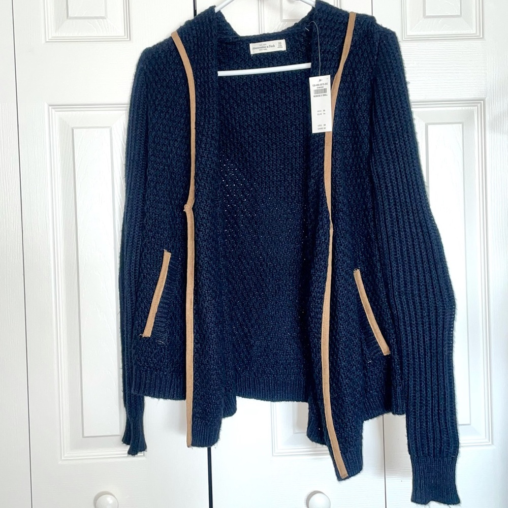 A & F Cardigan Hoodie Sweater Navy Blue